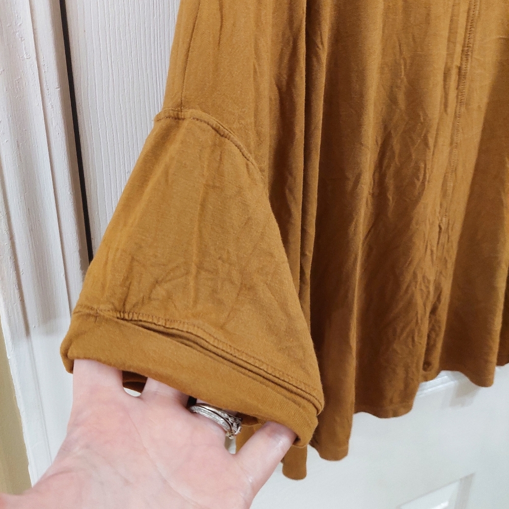 We The Free Andy Button Down Shirt Yellow Brown Medium Oversized Free People - Picture 5 of 8